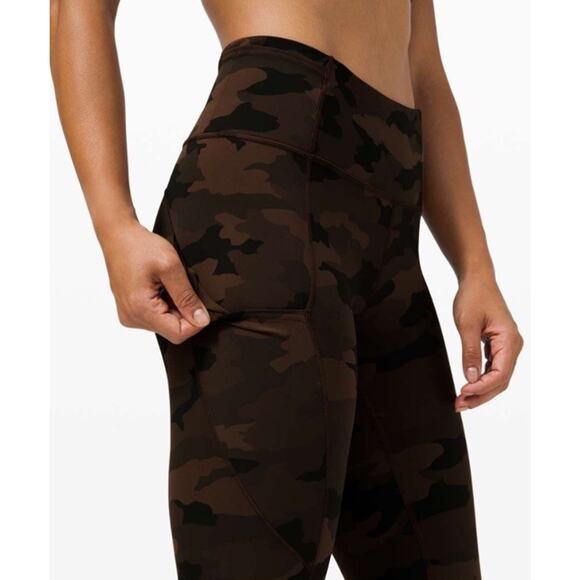 Lululemon Camo Leggings Brown Fast Free Tight 28" Full Length nulux 4 - Picture 3 of 10
